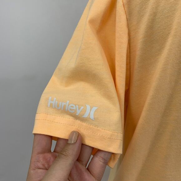 Hurley T Shirt Boys XL Extra Large Neon Orange Photo Beach Short Sleeve Crew Tee - Picture 6 of 13